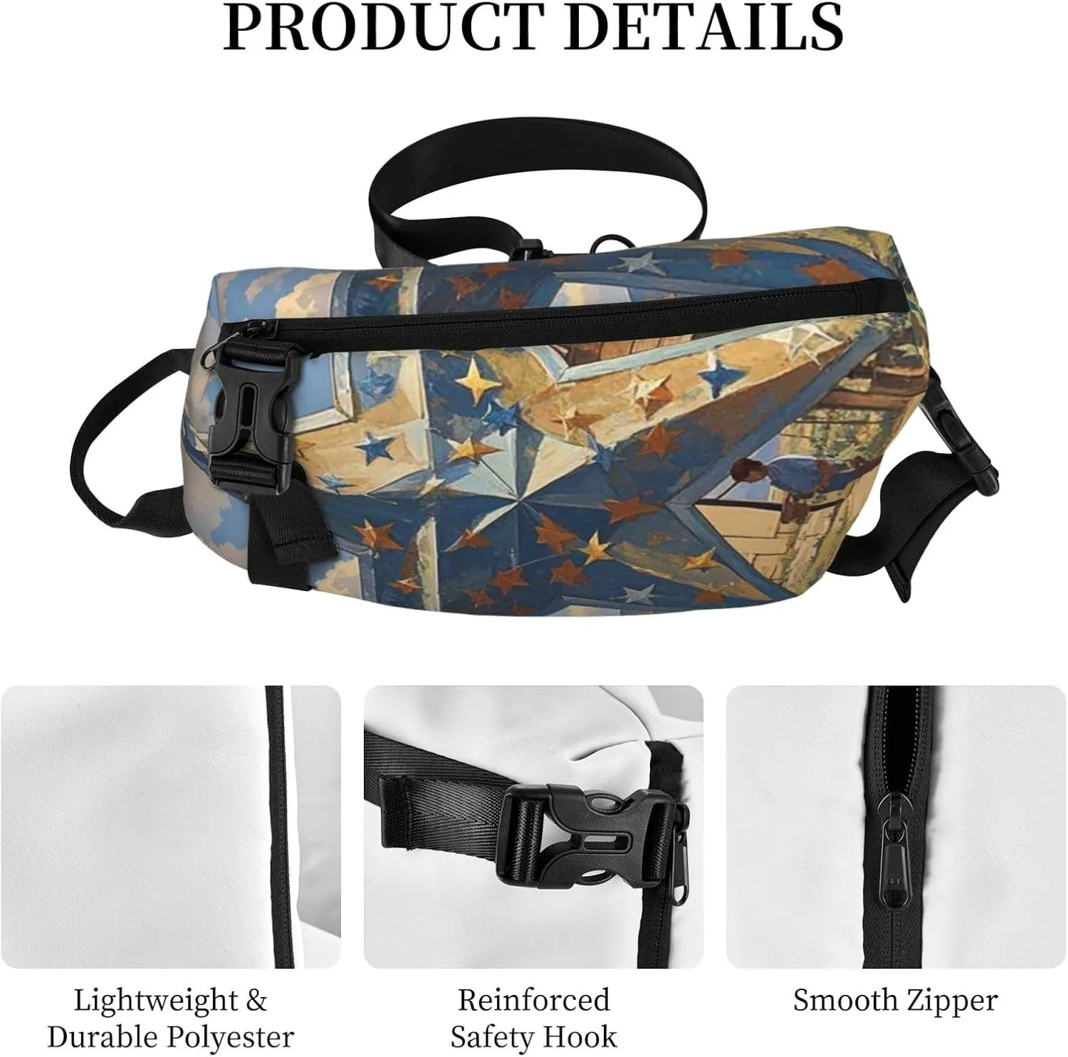 Sling Bag Crossbody Backpack for Men Women American Wastern Texas Star Chest Bag Crossbody Bag for Travel Sport Running