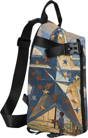 Sling Bag Crossbody Backpack for Men Women American Wastern Texas Star Chest Bag Crossbody Bag for Travel Sport Running