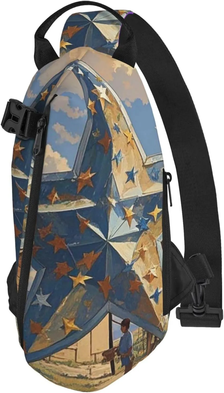 Sling Bag Crossbody Backpack for Men Women American Wastern Texas Star Chest Bag Crossbody Bag for Travel Sport Running