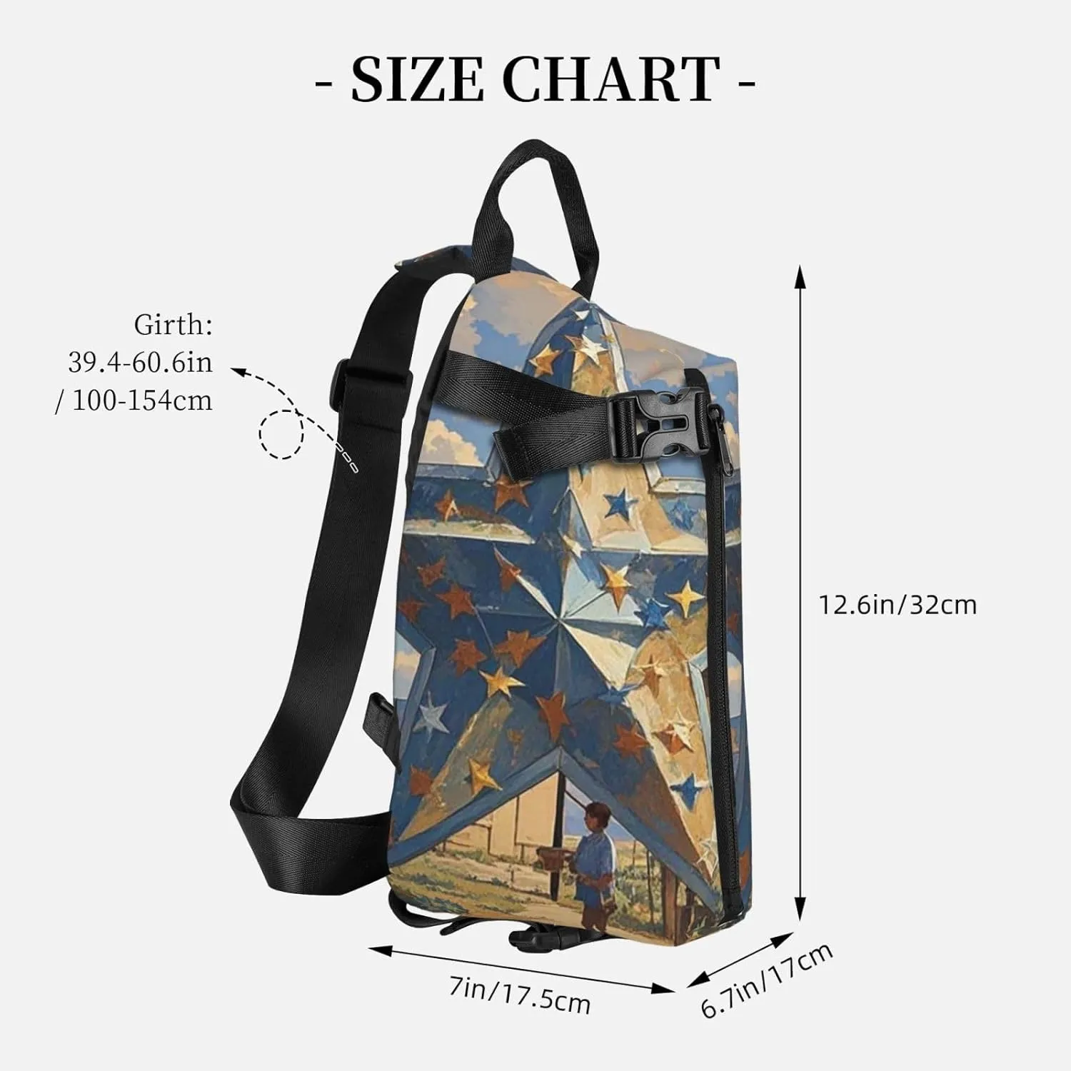 Sling Bag Crossbody Backpack for Men Women American Wastern Texas Star Chest Bag Crossbody Bag for Travel Sport Running