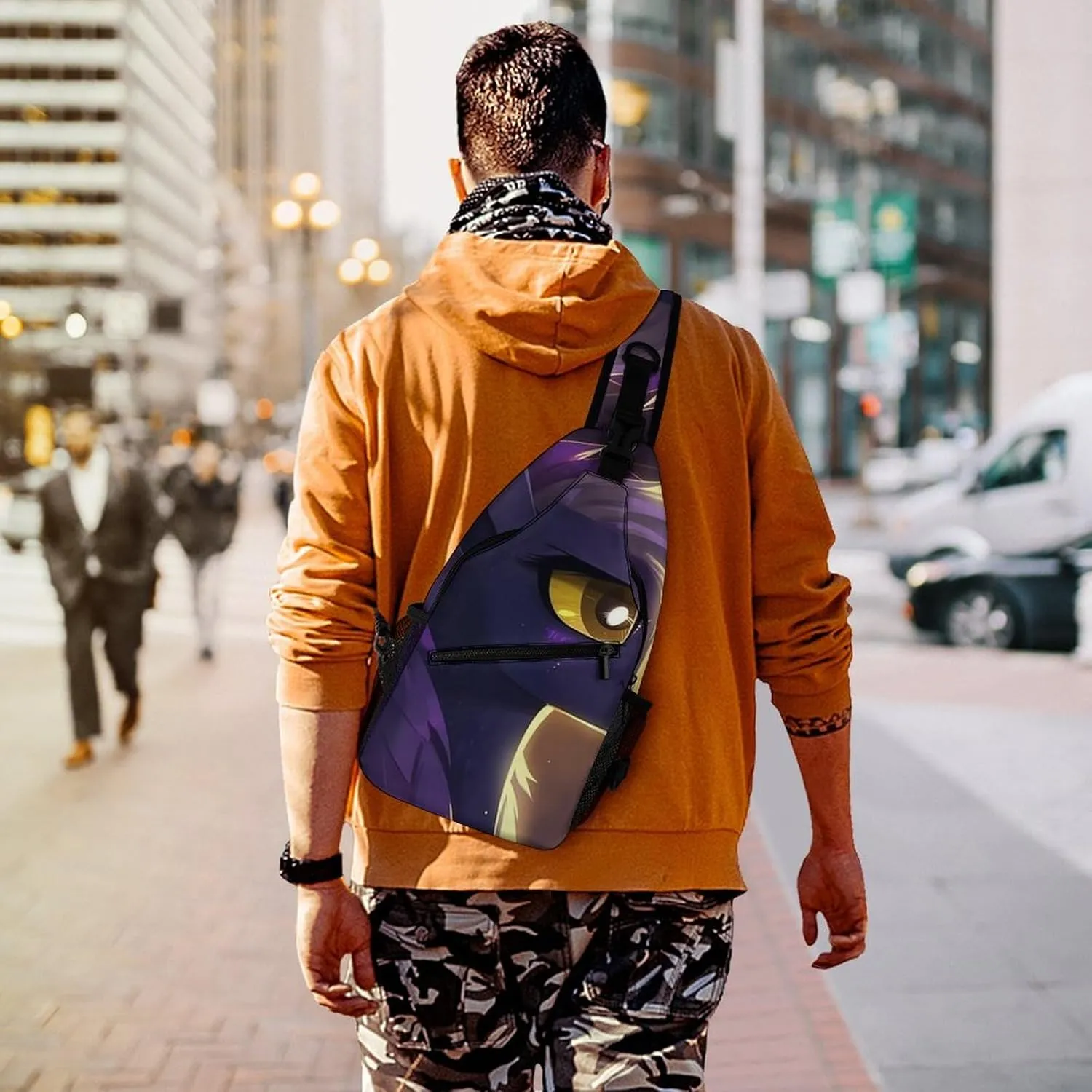 Sling Bag Crossbody Backpack for Men Women Cartoon Purple Pony Chest Bag Crossbody Bag for Travel Sport Running