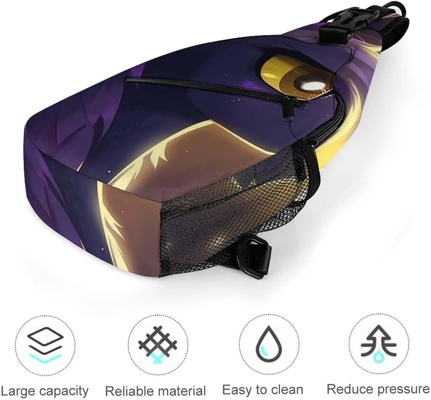 Sling Bag Crossbody Backpack for Men Women Cartoon Purple Pony Chest Bag Crossbody Bag for Travel Sport Running