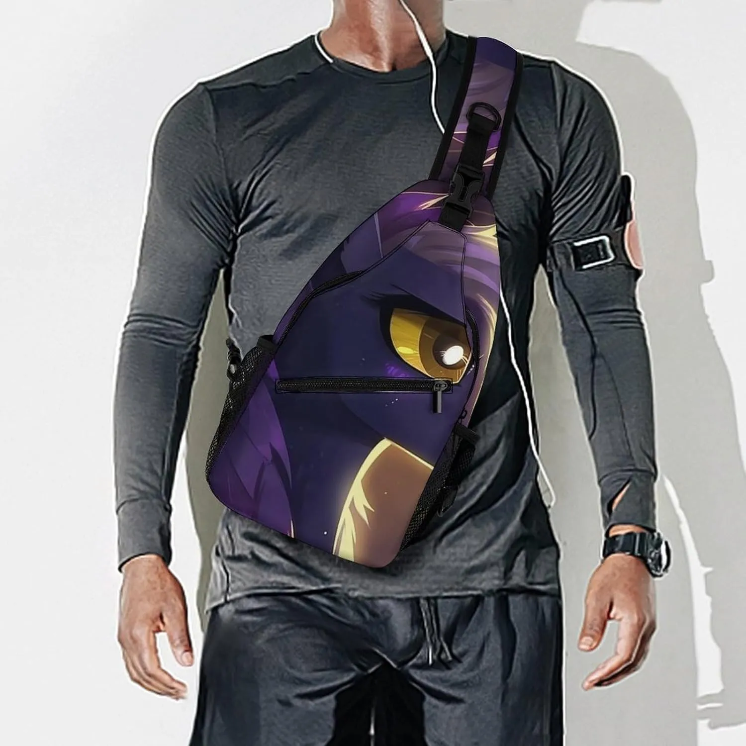 Sling Bag Crossbody Backpack for Men Women Cartoon Purple Pony Chest Bag Crossbody Bag for Travel Sport Running