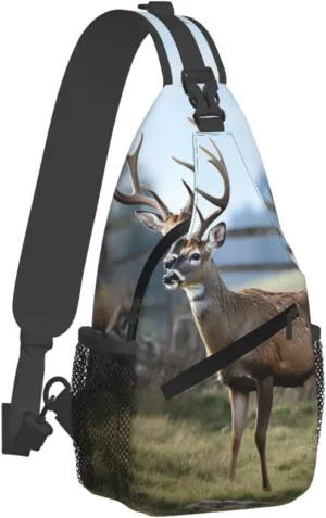 Sling Bag Crossbody Backpack for Men Women Deer Animal Chest Bag Crossbody Bag for Travel Sport Running