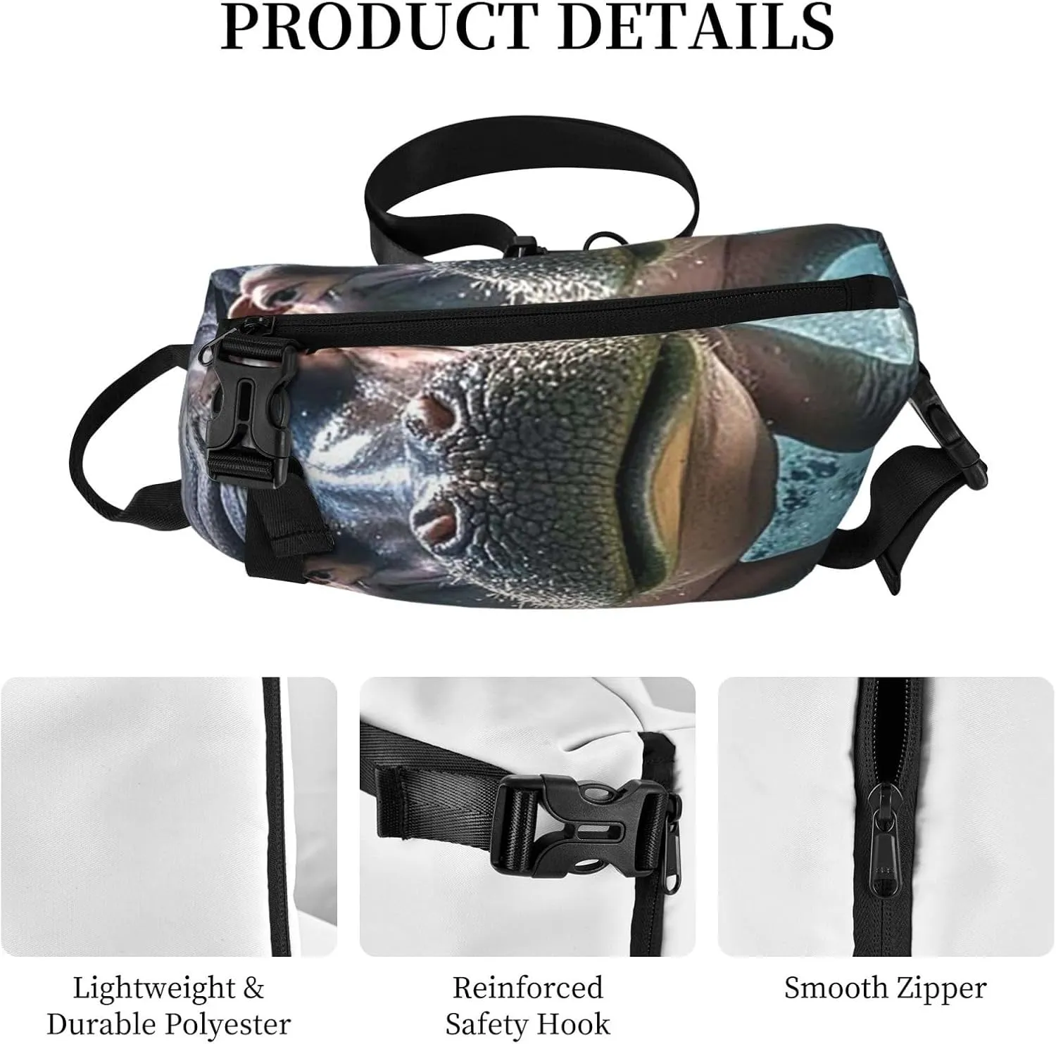 Sling Bag Crossbody Backpack for Men Women Diving Hippo3 Chest Bag Crossbody Bag for Travel Sport Running