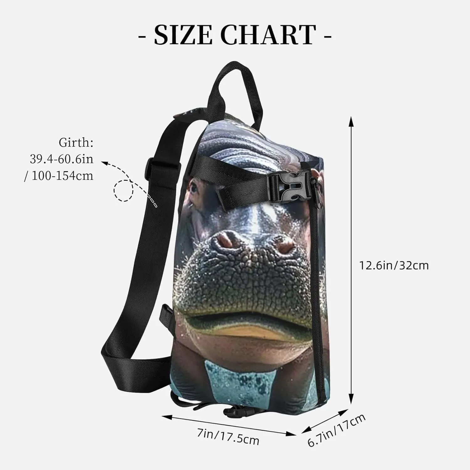 Sling Bag Crossbody Backpack for Men Women Diving Hippo3 Chest Bag Crossbody Bag for Travel Sport Running