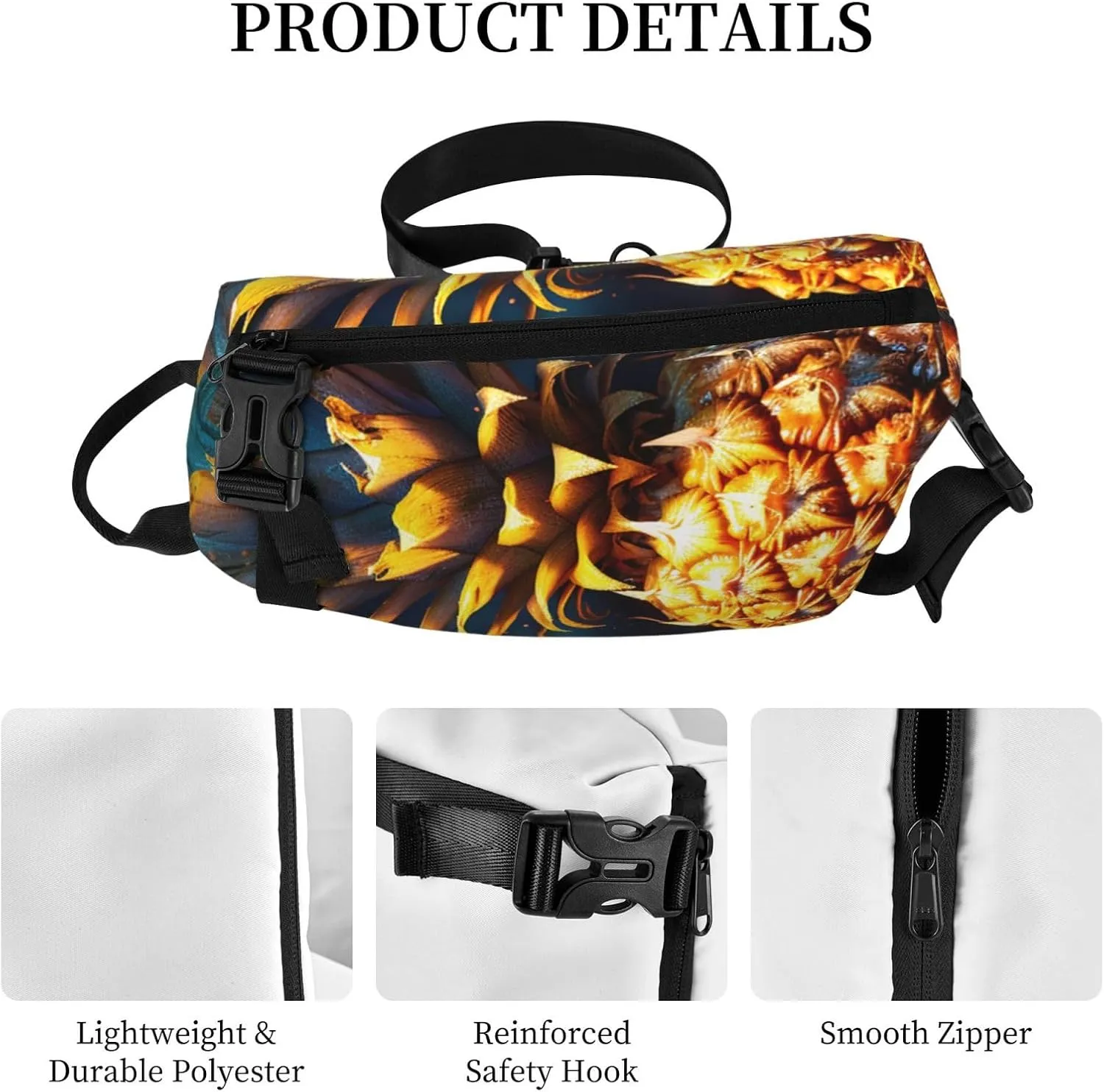 Sling Bag Crossbody Backpack for Men Women Flickering Pineapple Chest Bag Crossbody Bag for Travel Sport Running