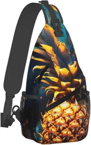Sling Bag Crossbody Backpack for Men Women Flickering Pineapple Chest Bag Crossbody Bag for Travel Sport Running