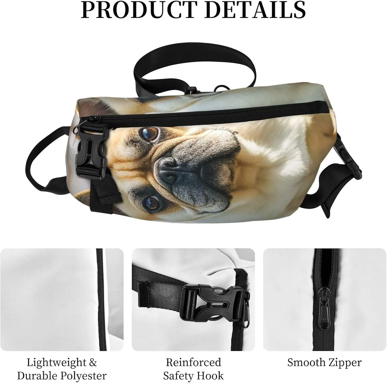 Sling Bag Crossbody Backpack for Men Women French Bulldog Dog Cute Chest Bag Crossbody Bag for Travel Sport Running