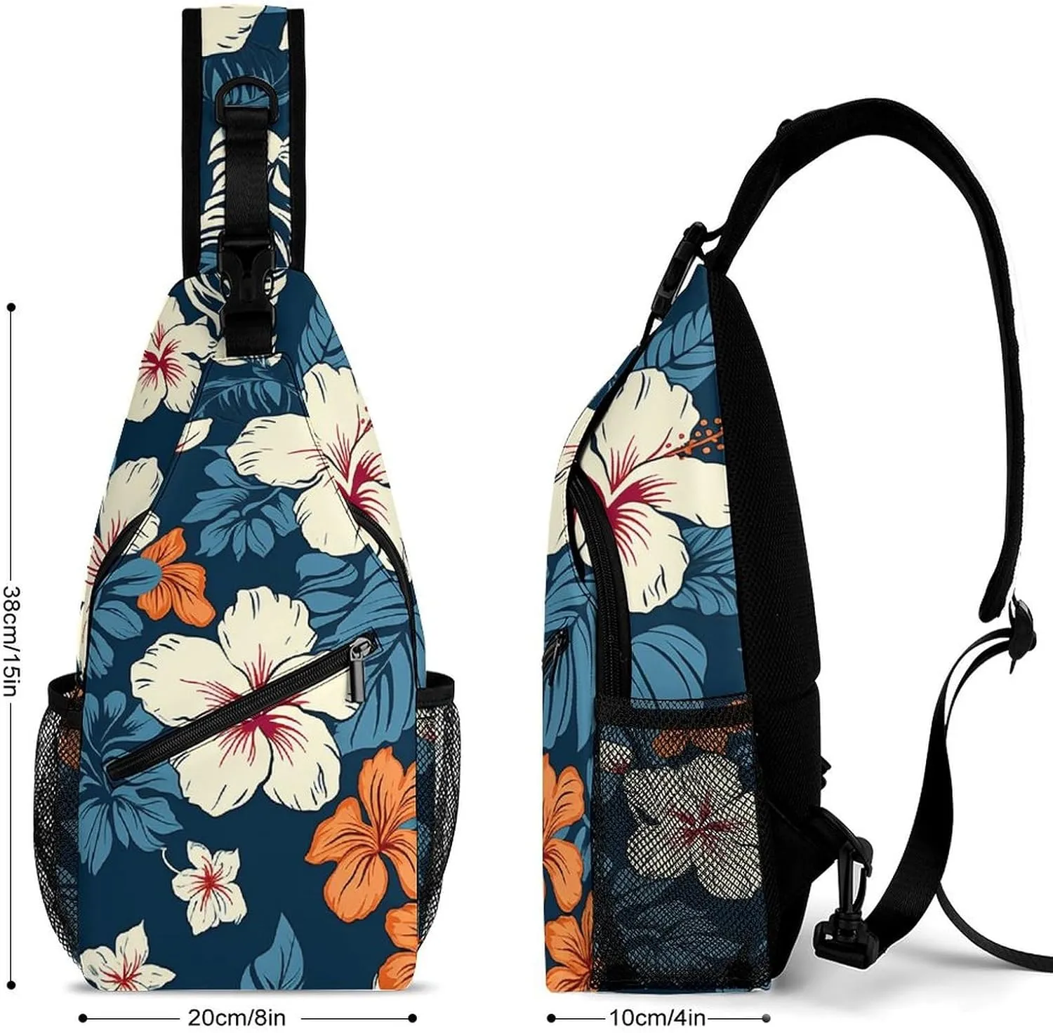 Sling Bag Crossbody Backpack for Men Women Hawaii Flower Chest Bag Crossbody Bag for Travel Sport Running