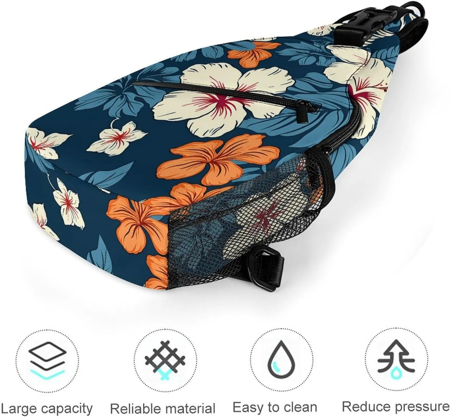 Sling Bag Crossbody Backpack for Men Women Hawaii Flower Chest Bag Crossbody Bag for Travel Sport Running