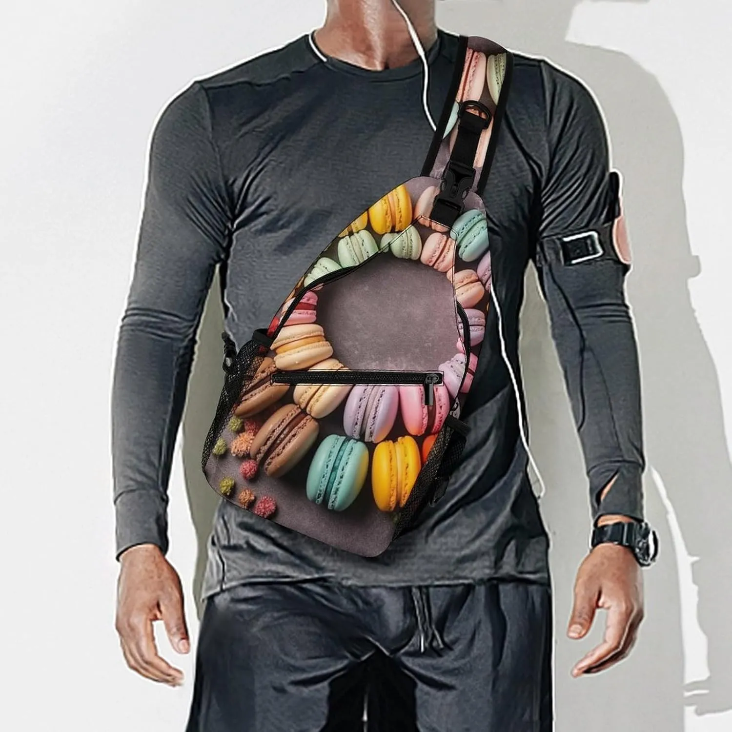 Sling Bag Crossbody Backpack for Men Women Macarons Arranged Together Chest Bag Crossbody Bag for Travel Sport Running