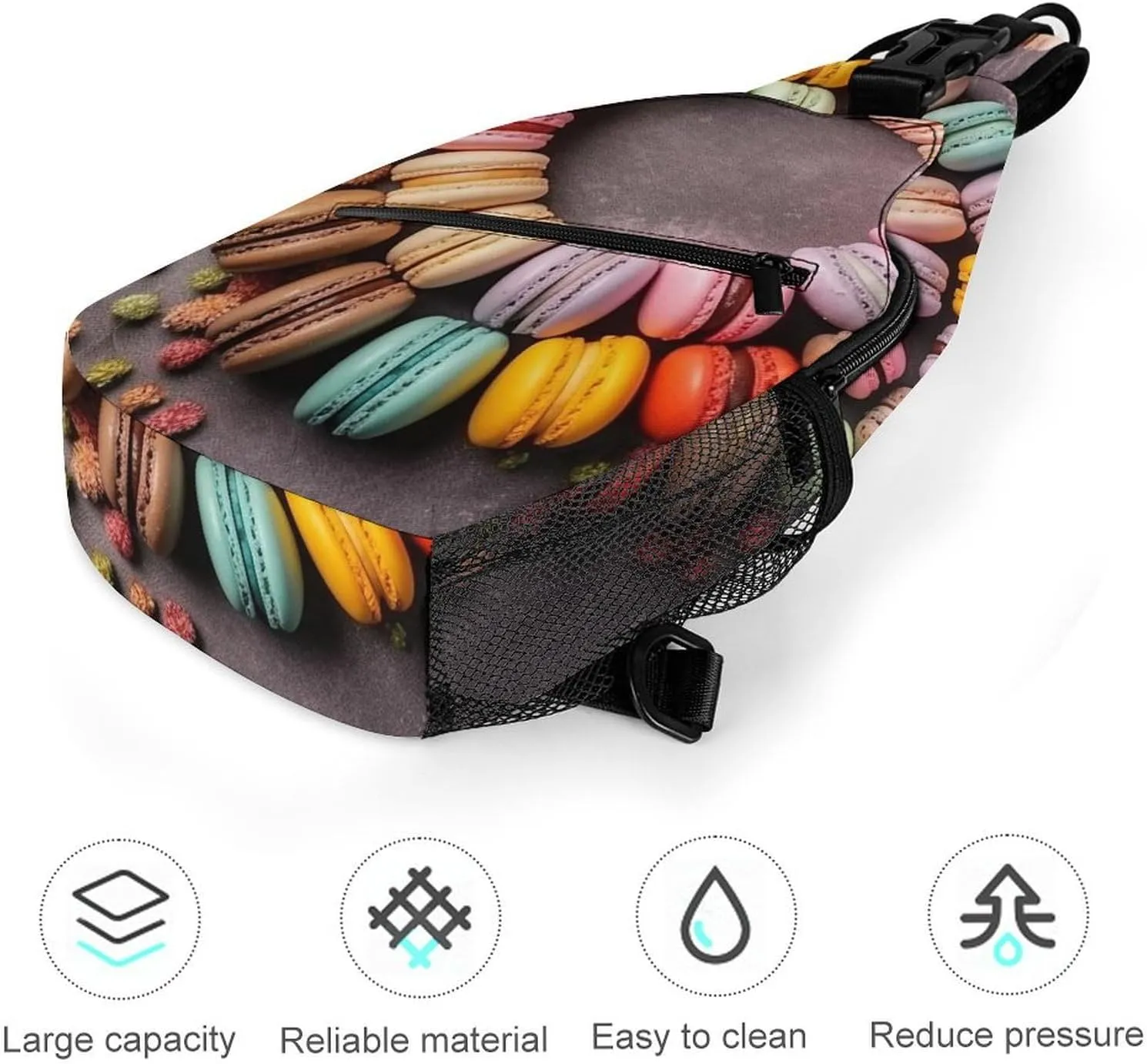 Sling Bag Crossbody Backpack for Men Women Macarons Arranged Together Chest Bag Crossbody Bag for Travel Sport Running
