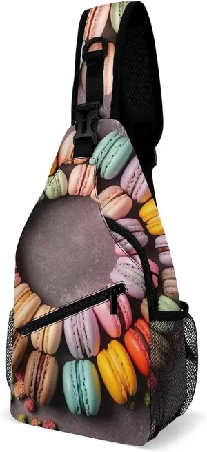 Sling Bag Crossbody Backpack for Men Women Macarons Arranged Together Chest Bag Crossbody Bag for Travel Sport Running