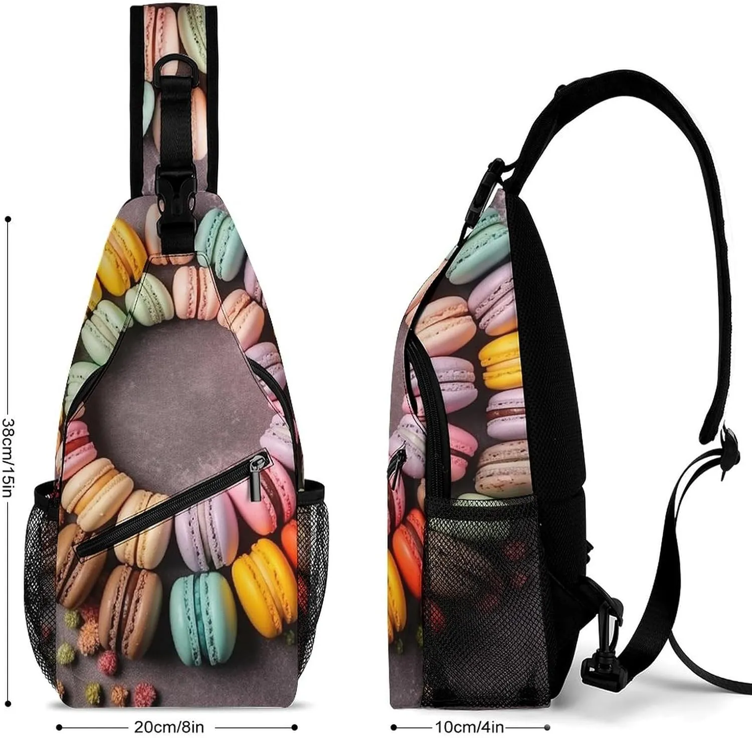 Sling Bag Crossbody Backpack for Men Women Macarons Arranged Together Chest Bag Crossbody Bag for Travel Sport Running