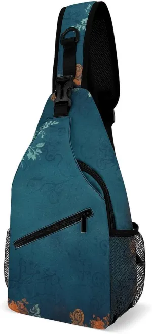 Sling Bag Crossbody Backpack for Men Women Old Keys And Flowers Chest Bag Crossbody Bag for Travel Sport Running