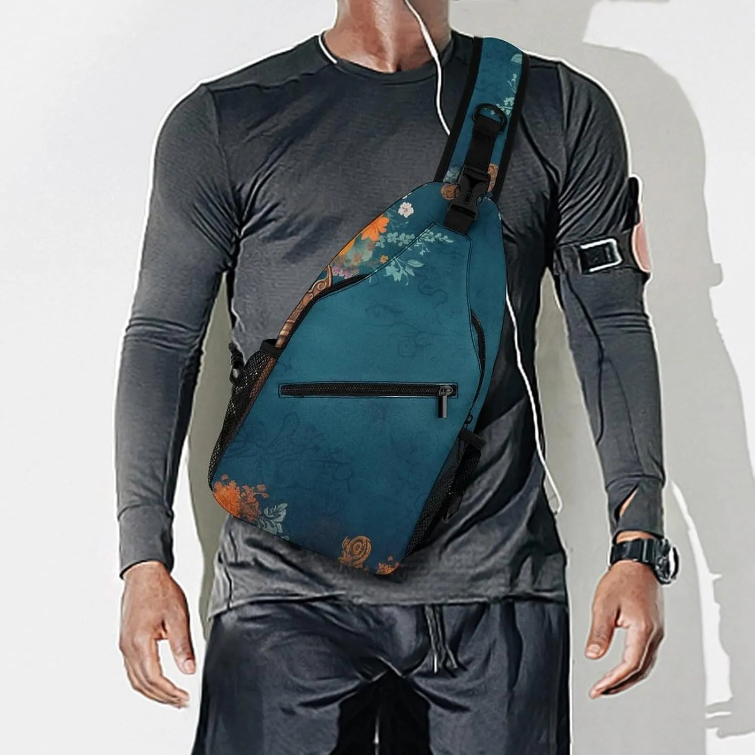 Sling Bag Crossbody Backpack for Men Women Old Keys And Flowers Chest Bag Crossbody Bag for Travel Sport Running