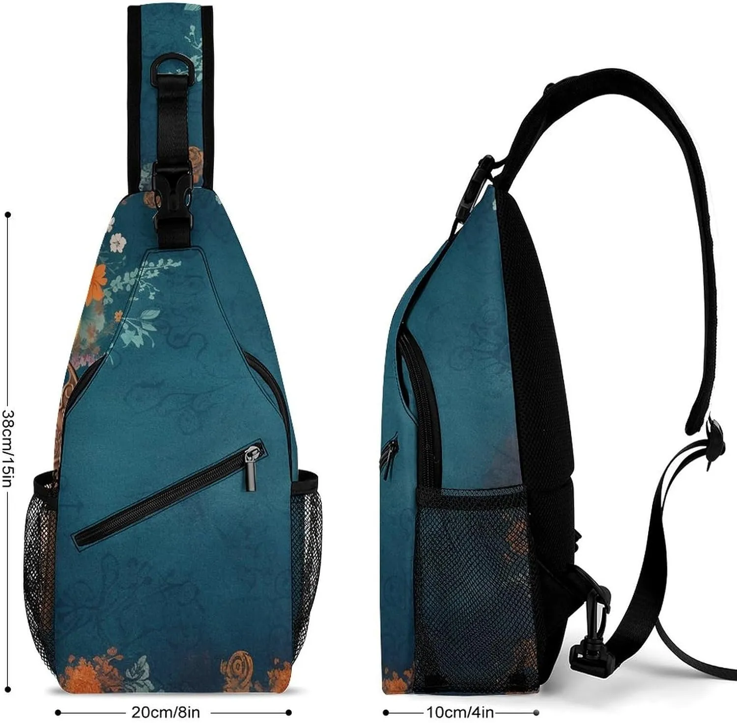 Sling Bag Crossbody Backpack for Men Women Old Keys And Flowers Chest Bag Crossbody Bag for Travel Sport Running