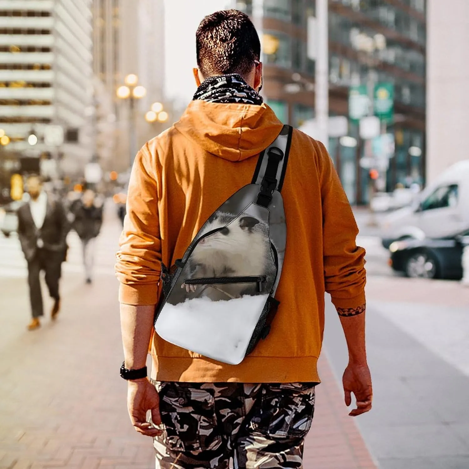 Sling Bag Crossbody Backpack for Men Women Opossum In Snow Chest Bag Crossbody Bag for Travel Sport Running