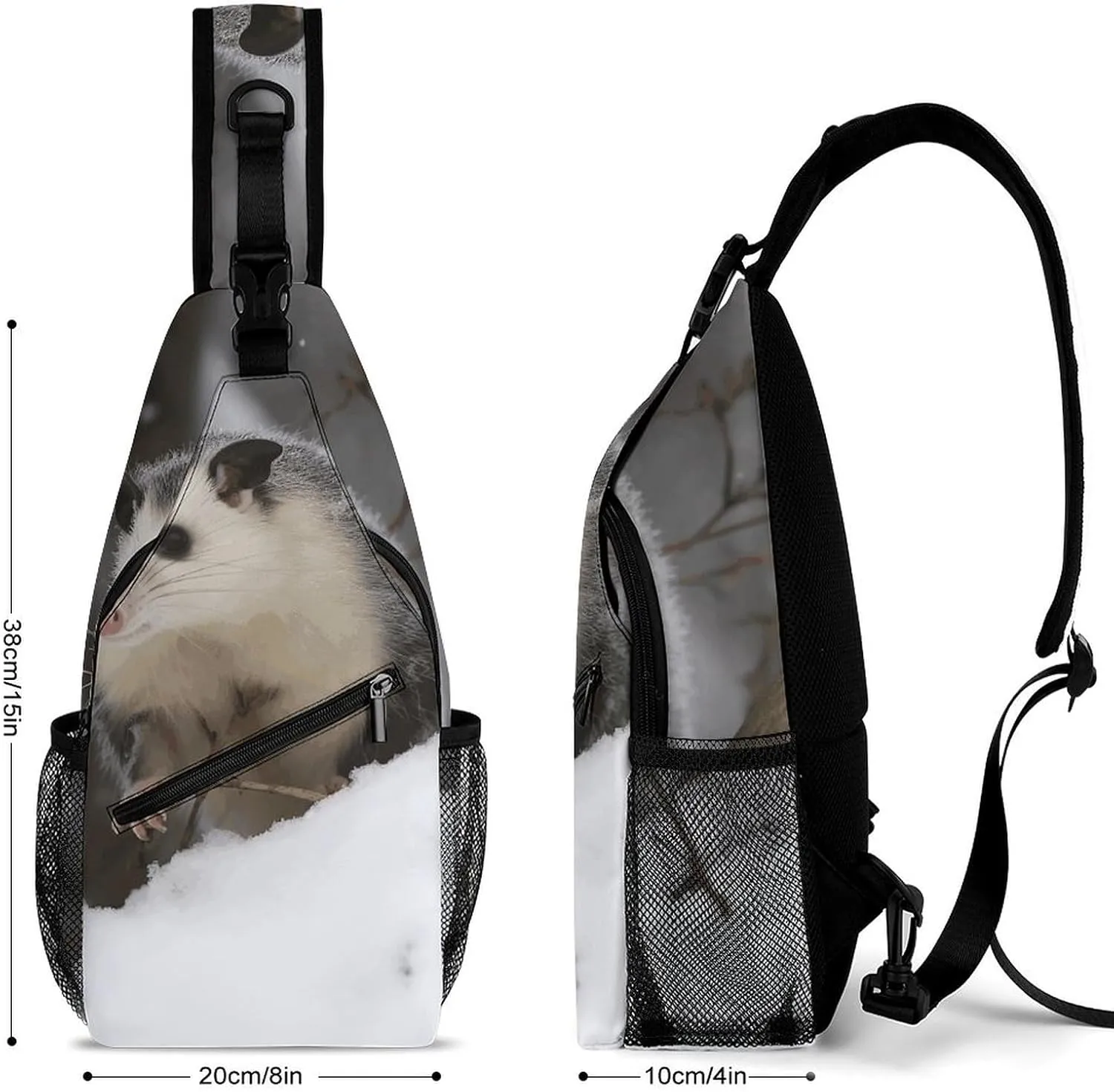 Sling Bag Crossbody Backpack for Men Women Opossum In Snow Chest Bag Crossbody Bag for Travel Sport Running