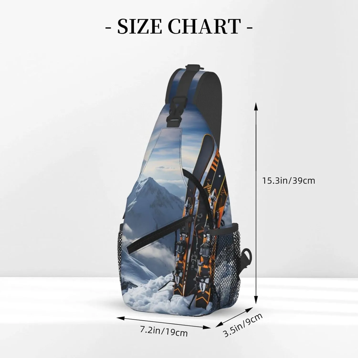 Sling Bag Crossbody Backpack for Men Women Skis on mountain Chest Bag Crossbody Bag for Travel Sport Running