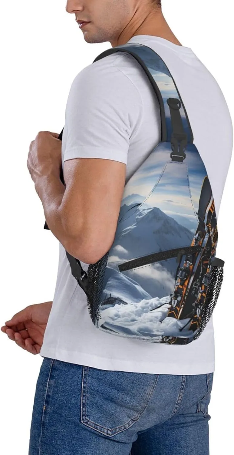 Sling Bag Crossbody Backpack for Men Women Skis on mountain Chest Bag Crossbody Bag for Travel Sport Running