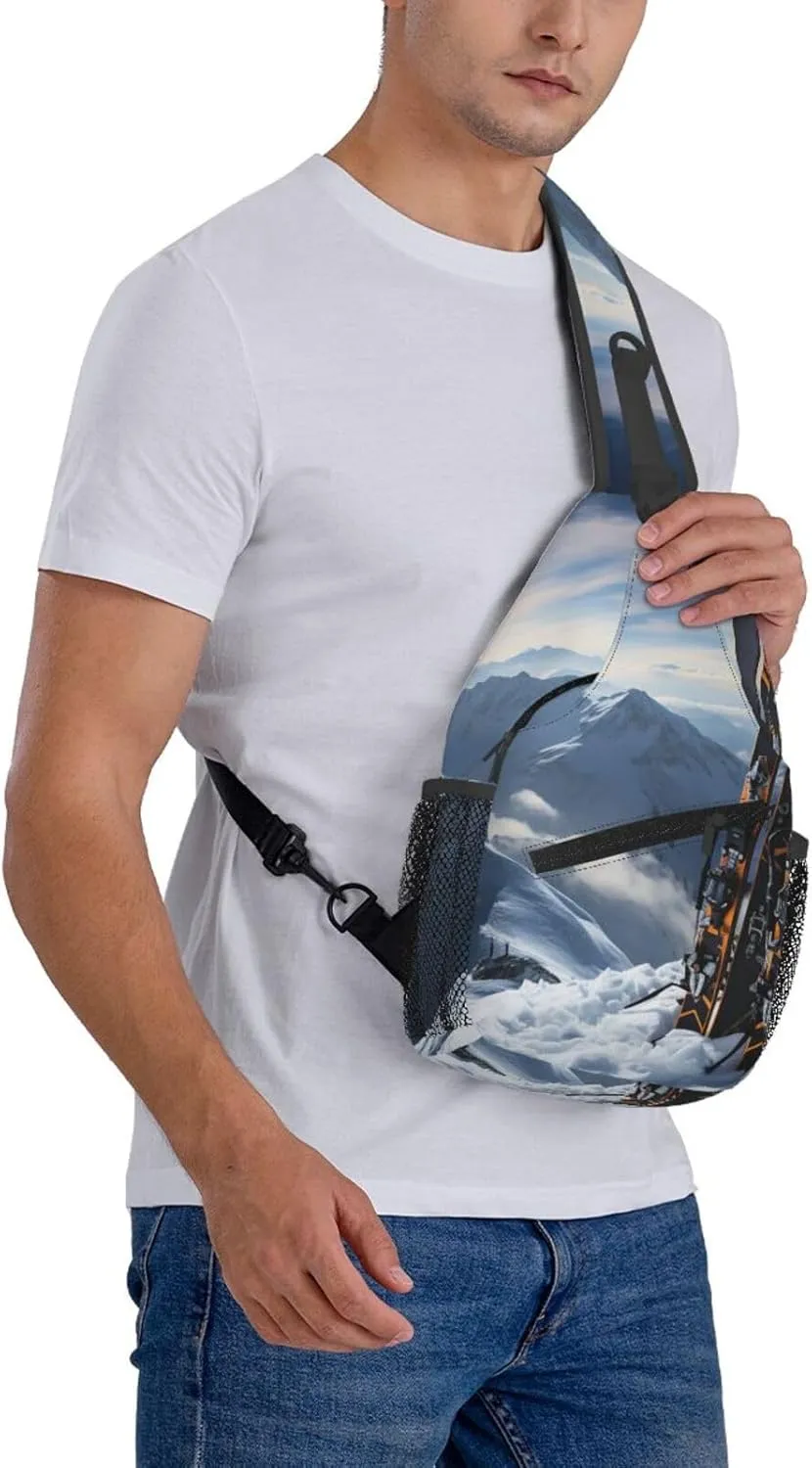 Sling Bag Crossbody Backpack for Men Women Skis on mountain Chest Bag Crossbody Bag for Travel Sport Running