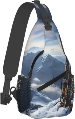 Sling Bag Crossbody Backpack for Men Women Skis on mountain Chest Bag Crossbody Bag for Travel Sport Running