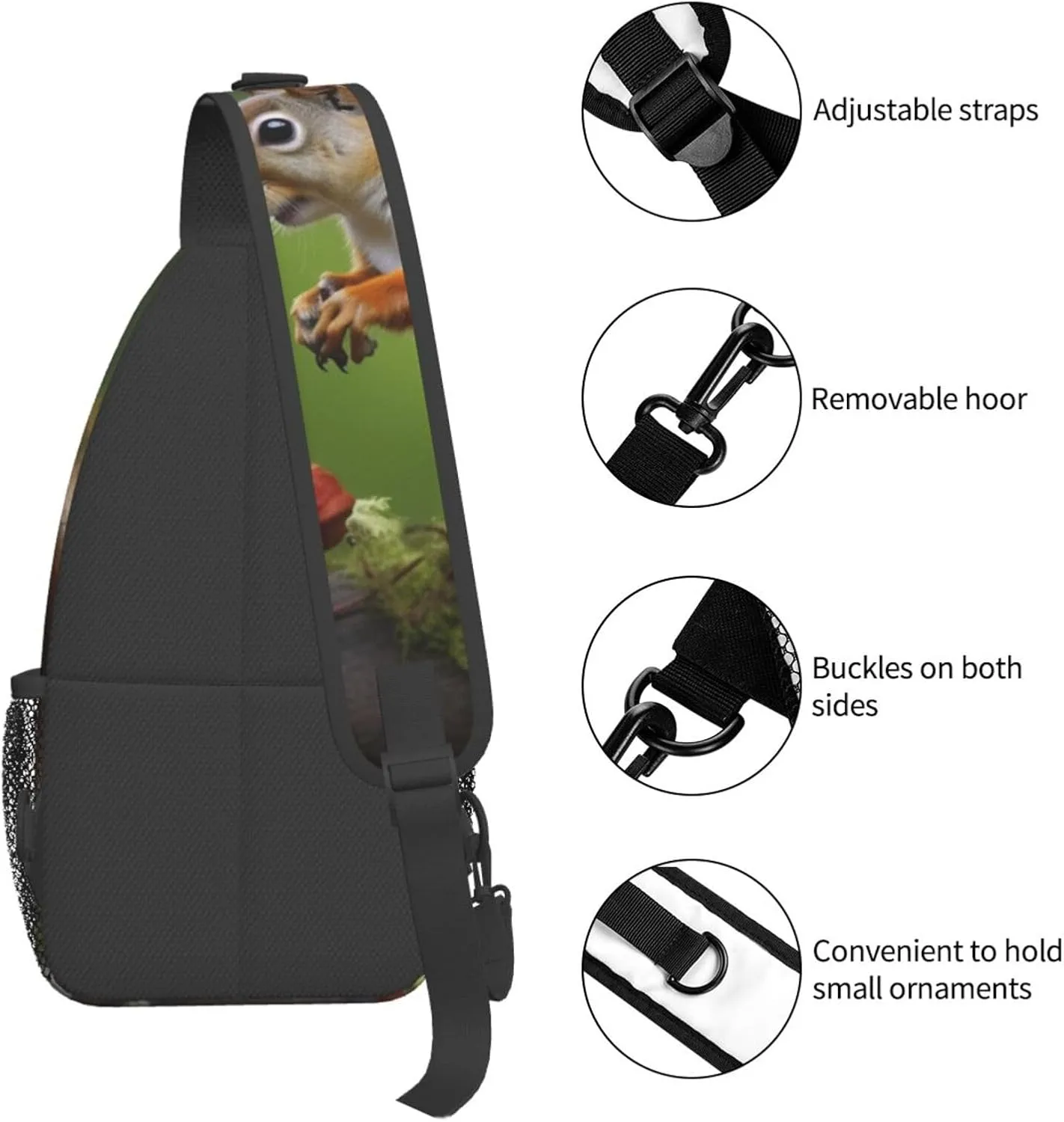 Sling Bag Crossbody Backpack for Men Women squirrel Chest Bag Crossbody Bag for Travel Sport Running