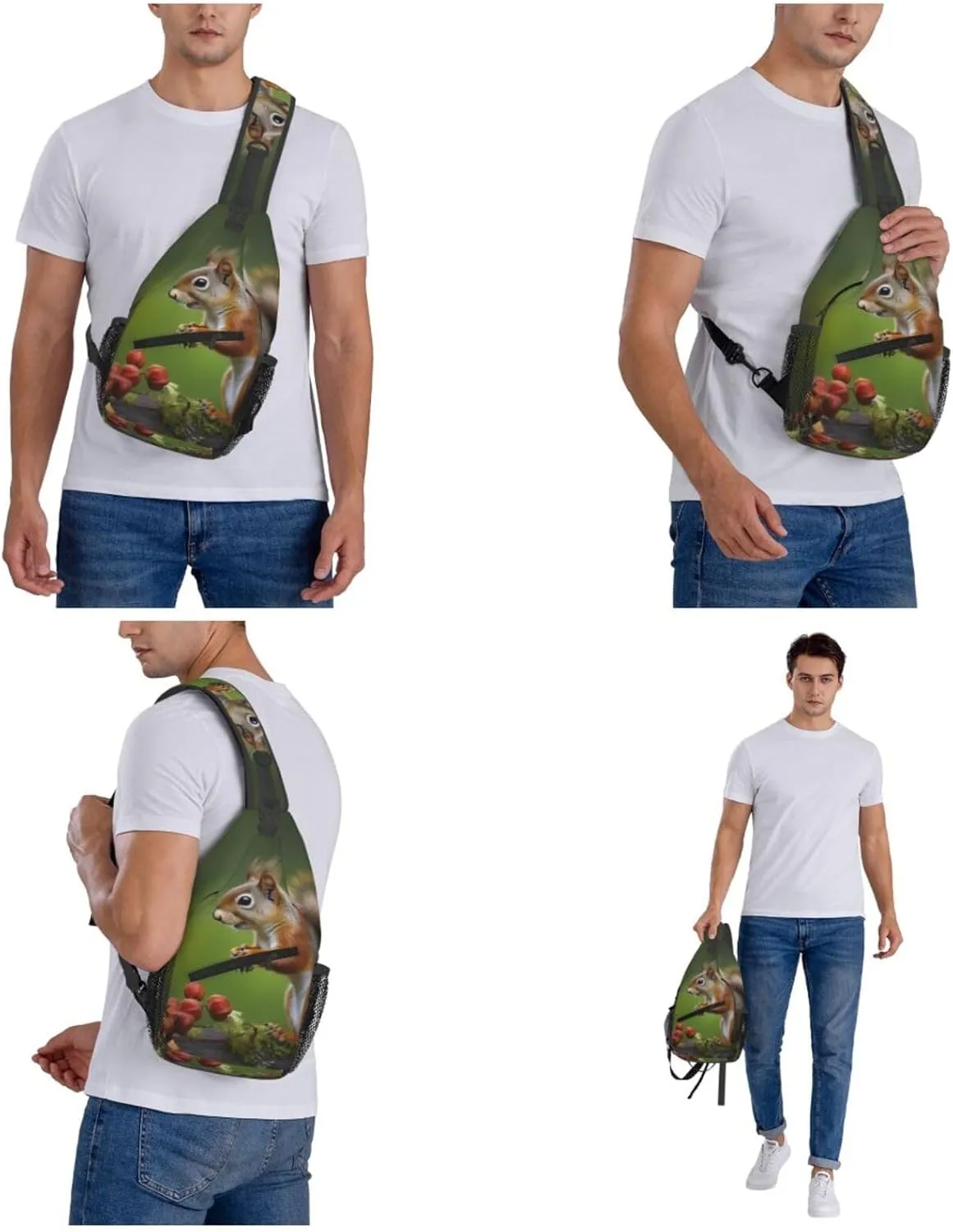 Sling Bag Crossbody Backpack for Men Women squirrel Chest Bag Crossbody Bag for Travel Sport Running