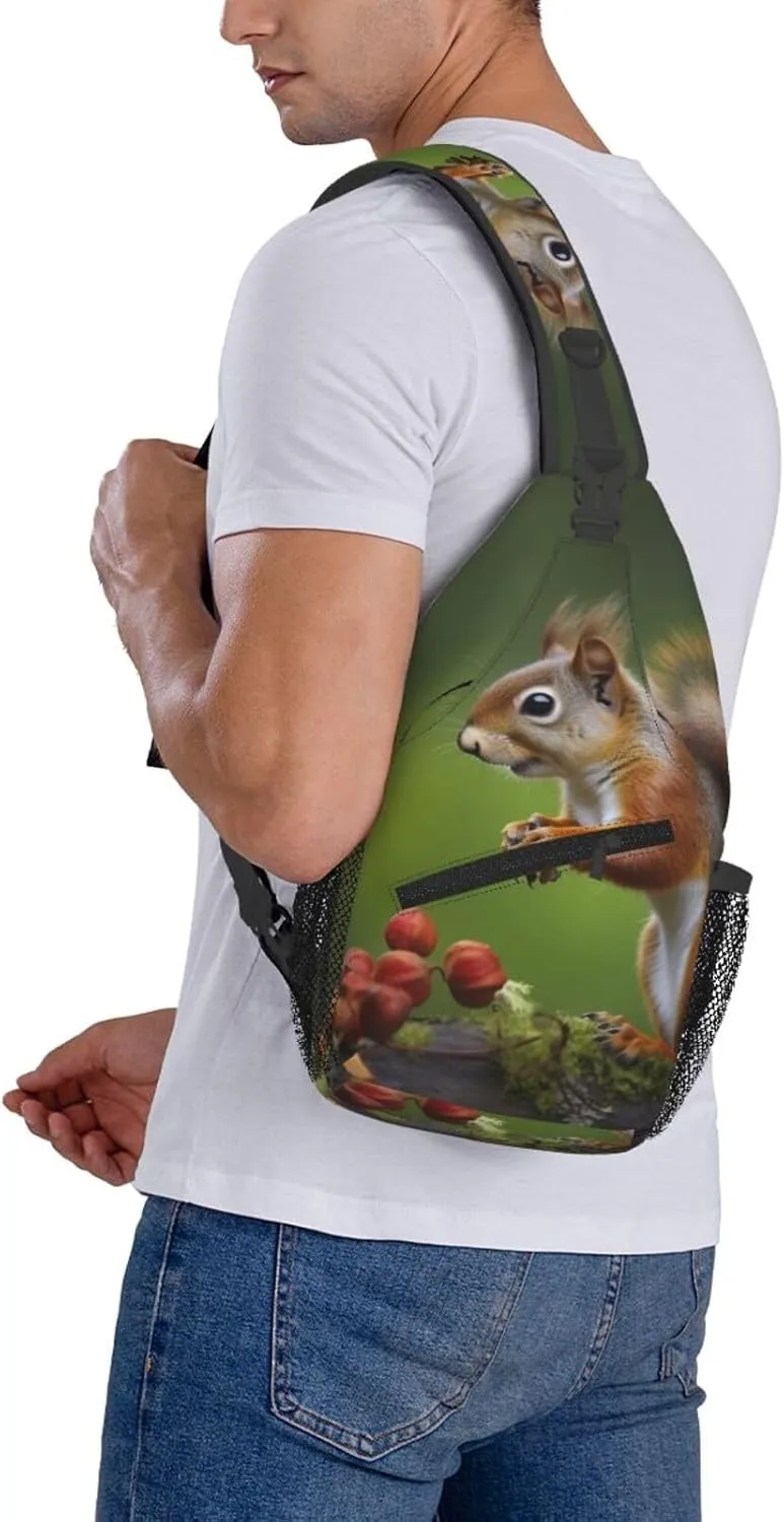 Sling Bag Crossbody Backpack for Men Women squirrel Chest Bag Crossbody Bag for Travel Sport Running