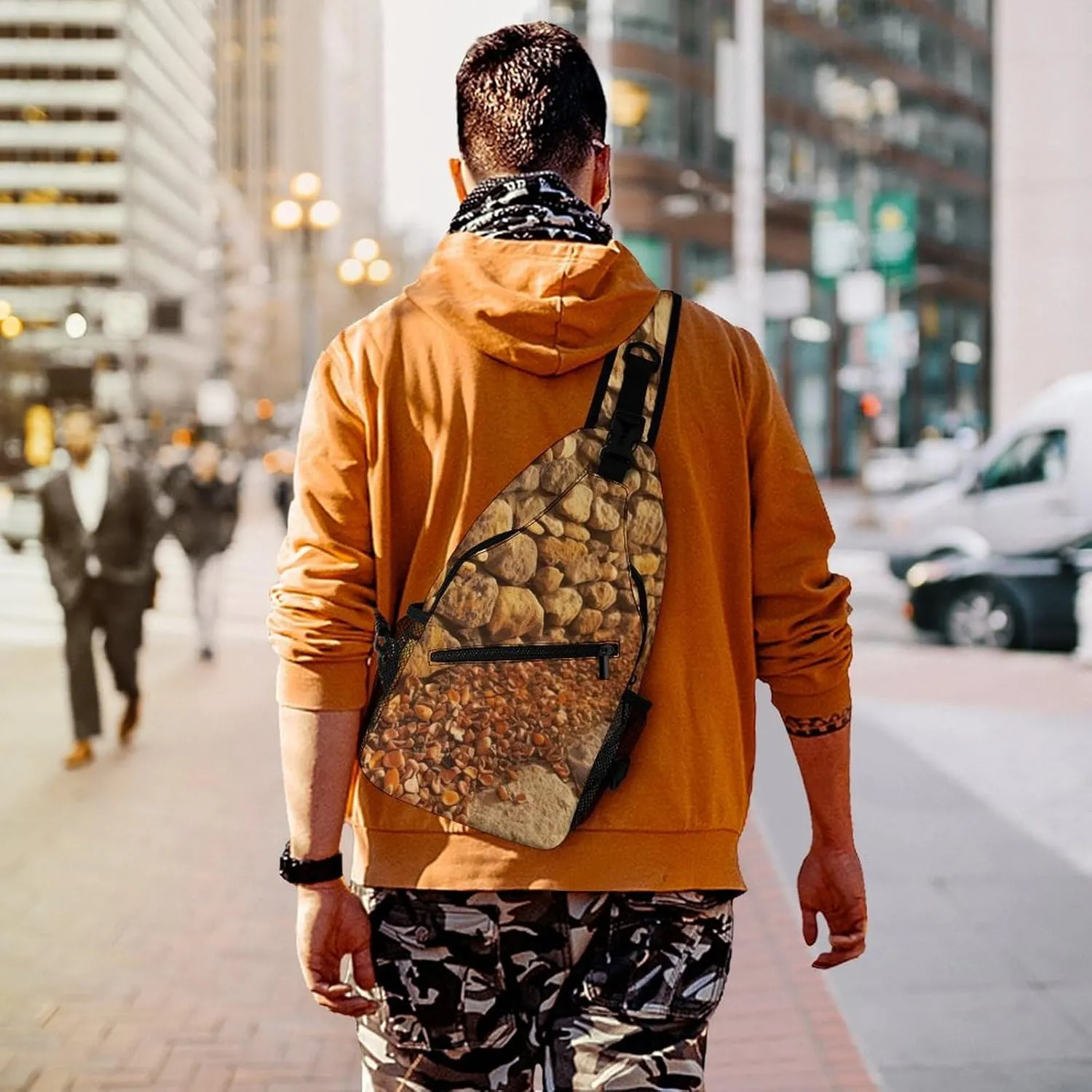 Sling Bag Crossbody Backpack for Men Women Stone Wall Chest Bag Crossbody Bag for Travel Sport Running