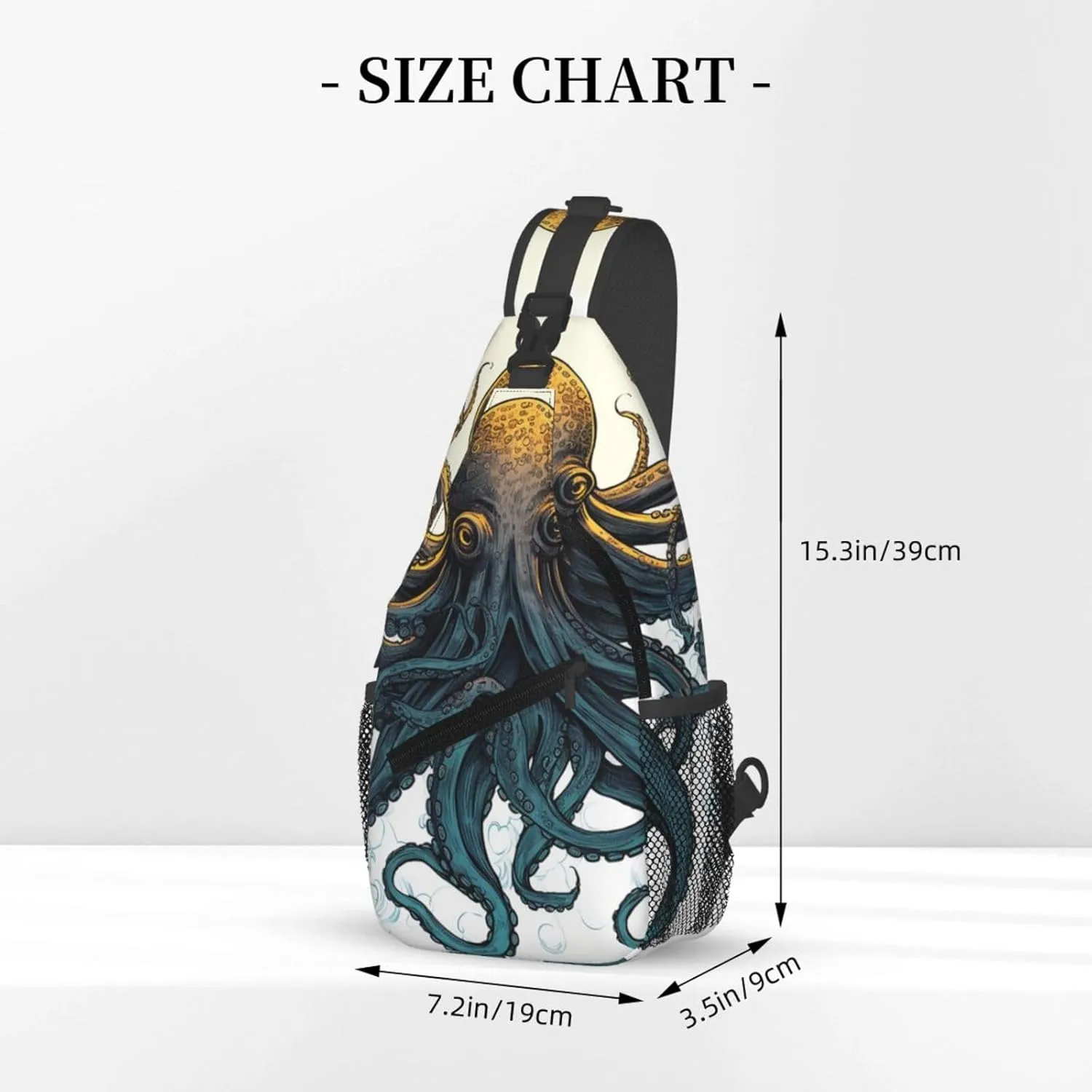 Sling Bag Crossbody Backpack for Men Women Sun Ocean Octopus Chest Bag Crossbody Bag for Travel Sport Running