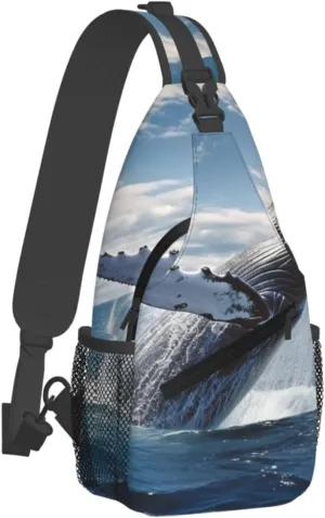 Sling Bag Crossbody Backpack for Men Women Whale Above Sea Water in The Ocean Chest Bag Crossbody Bag for Travel Sport Running