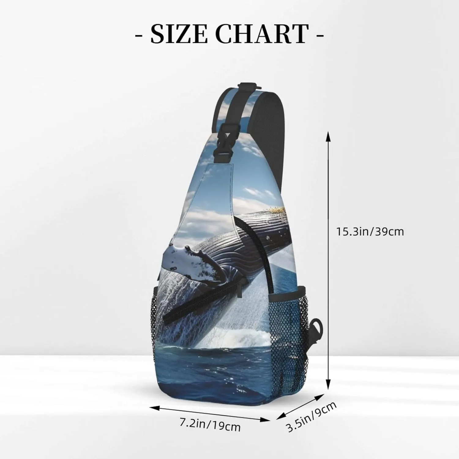 Sling Bag Crossbody Backpack for Men Women Whale Above Sea Water in The Ocean Chest Bag Crossbody Bag for Travel Sport Running