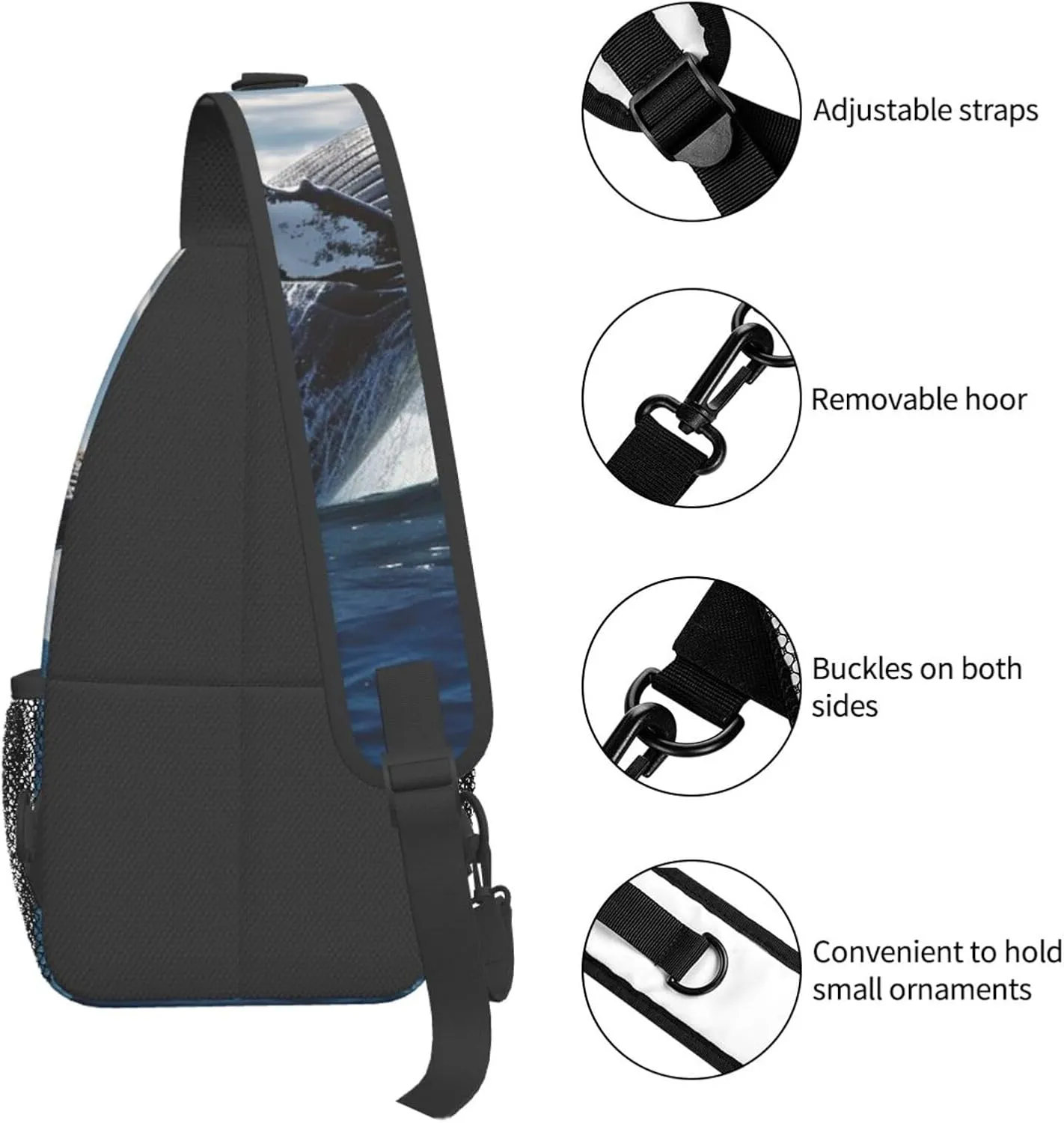Sling Bag Crossbody Backpack for Men Women Whale Above Sea Water in The Ocean Chest Bag Crossbody Bag for Travel Sport Running