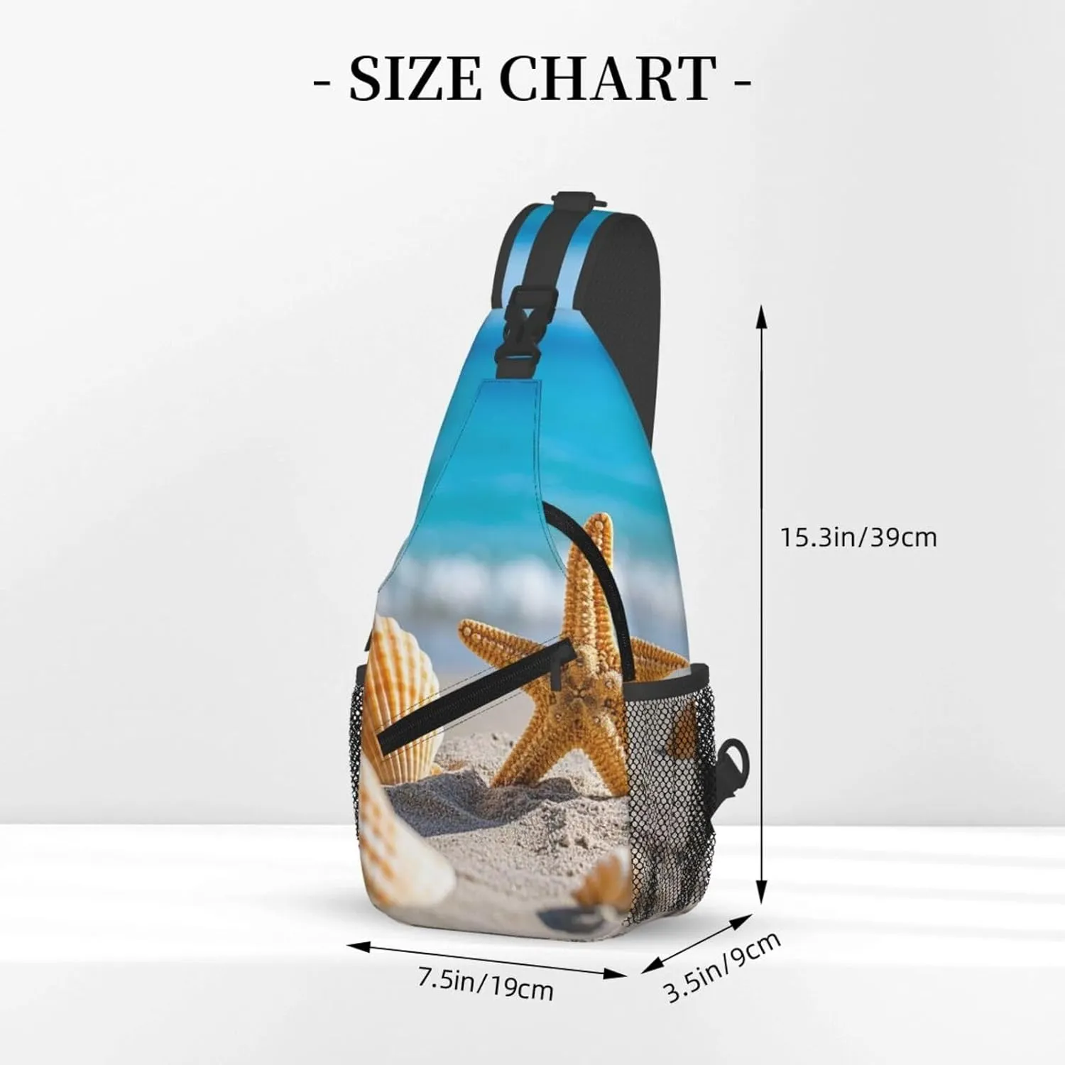 Sling Bag for Men Women Crossbody Backpack Beach Seashells Starfishs Crossbody Bag Chest Bag for Travel Sport