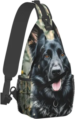 Sling Bag for Men Women Crossbody Backpack Black german shepherd dog Crossbody Bag Chest Bag for Travel Sport