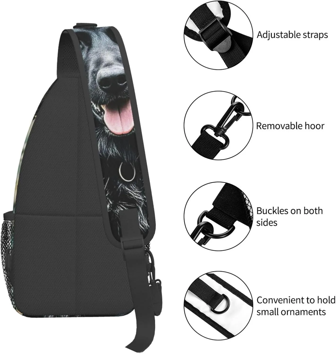 Sling Bag for Men Women Crossbody Backpack Black german shepherd dog Crossbody Bag Chest Bag for Travel Sport