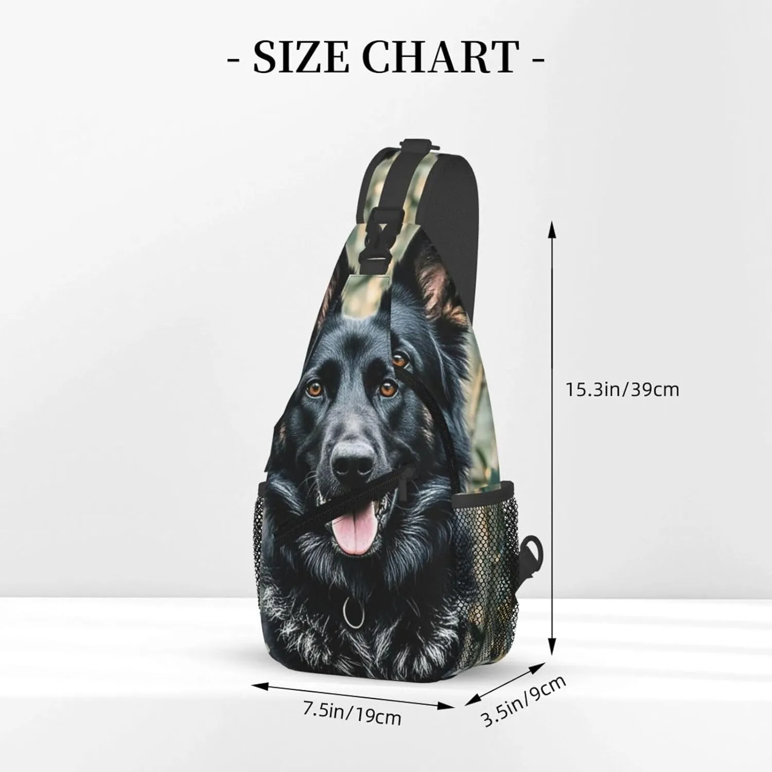 Sling Bag for Men Women Crossbody Backpack Black german shepherd dog Crossbody Bag Chest Bag for Travel Sport