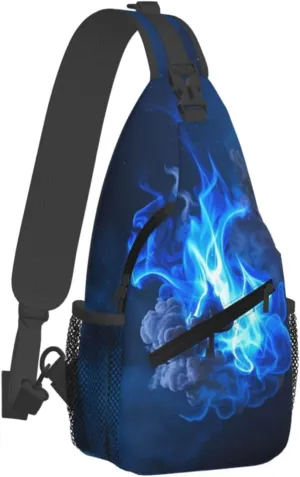 Sling Bag for Men Women Crossbody Backpack Blue Flame Crossbody Bag Chest Bag for Travel Sport