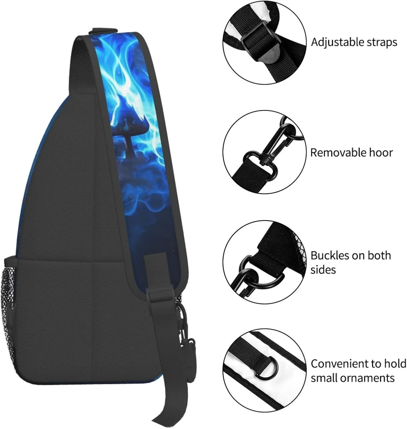 Sling Bag for Men Women Crossbody Backpack Blue Flame Crossbody Bag Chest Bag for Travel Sport