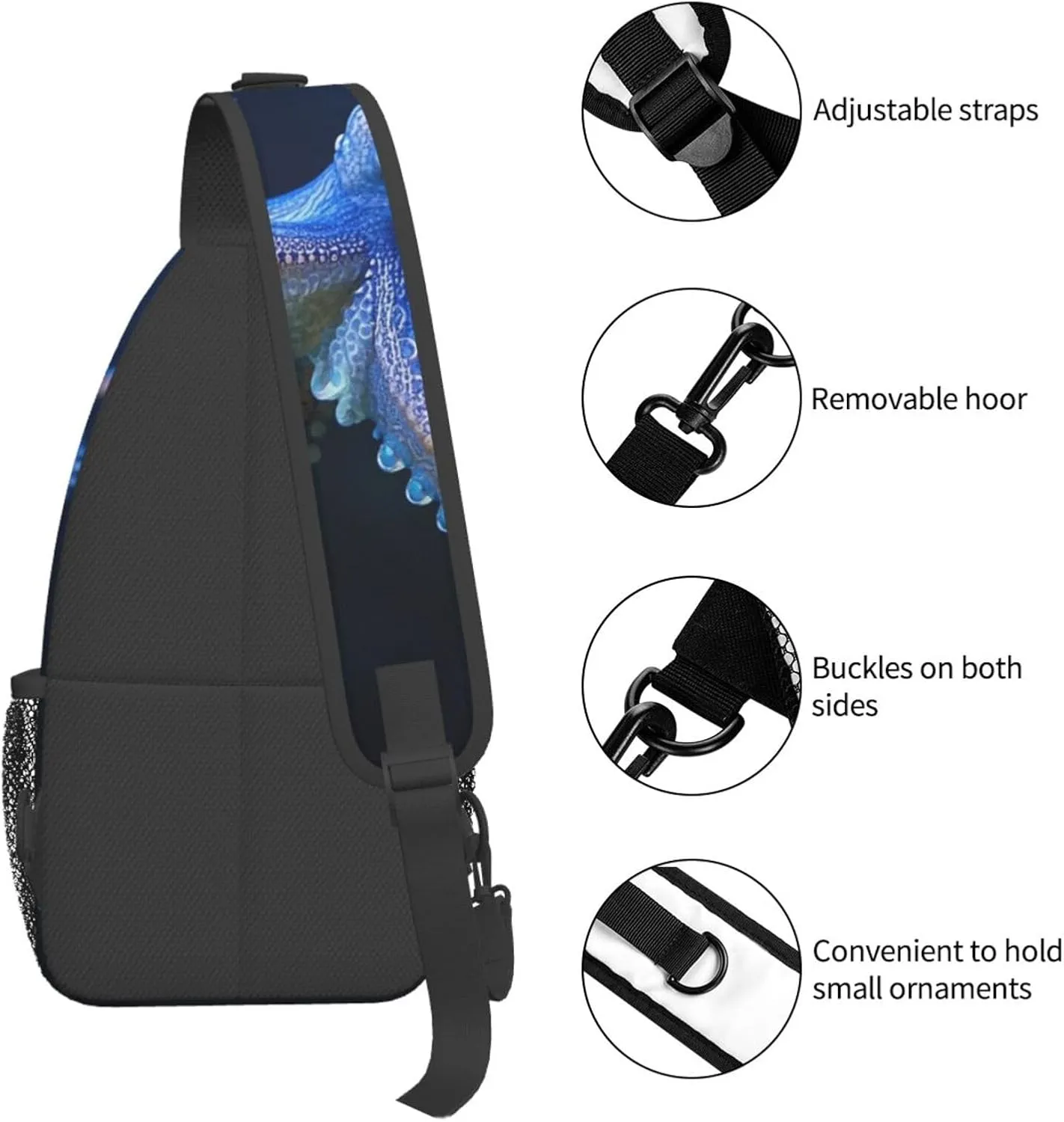 Sling Bag for Men Women Crossbody Backpack Blue Ring Octopus Crossbody Bag Chest Bag for Travel Sport