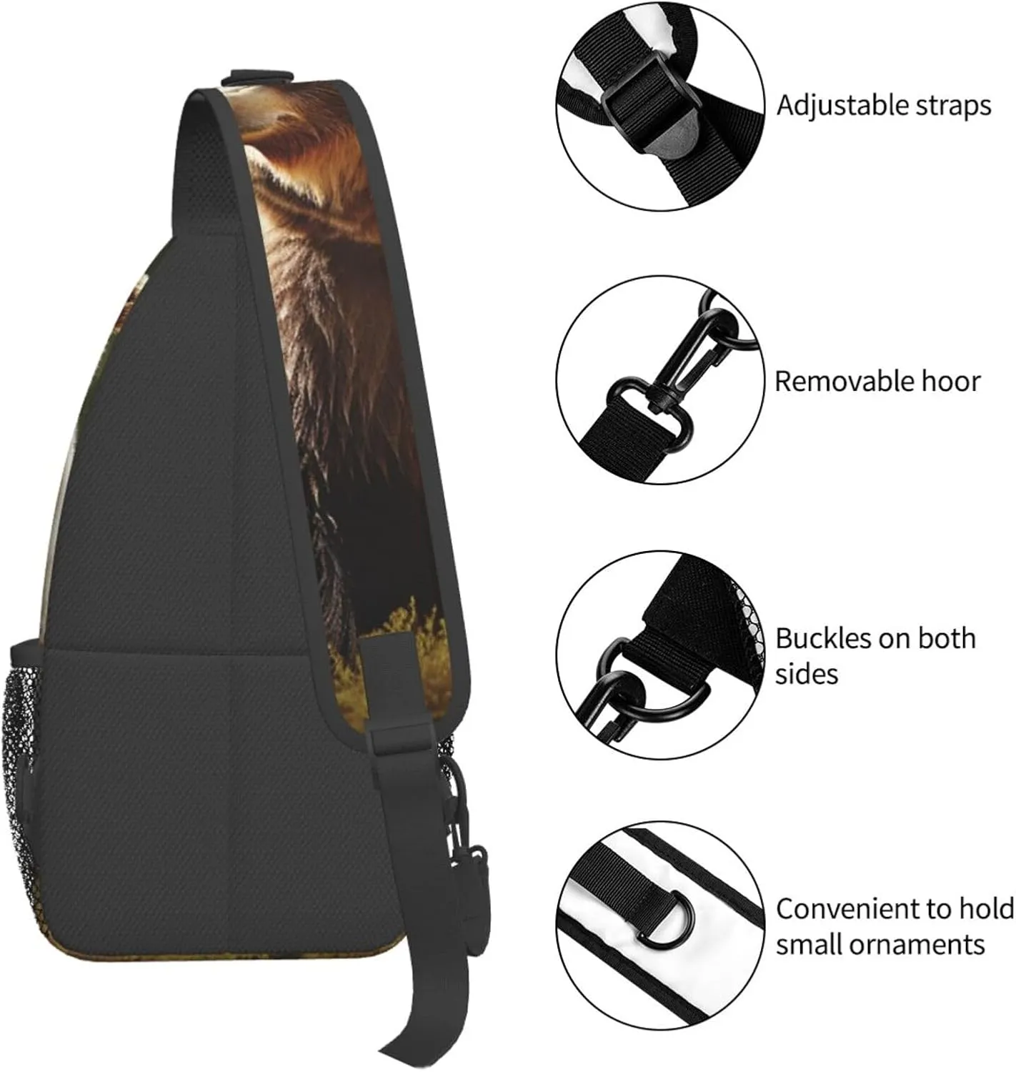 Sling Bag for Men Women Crossbody Backpack Brown Bear Crossbody Bag Chest Bag for Travel Sport