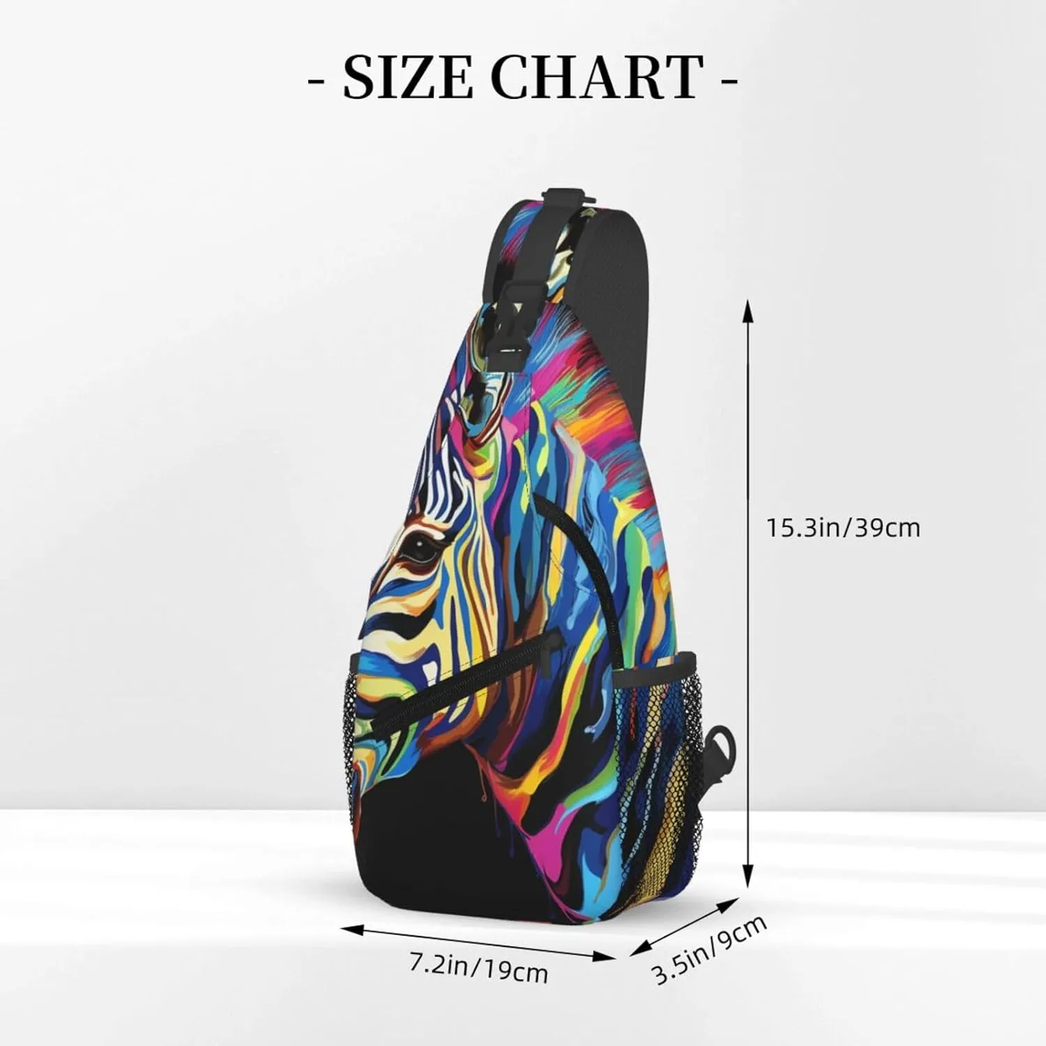 Sling Bag for Men Women Crossbody Backpack Colorful zebra on black background Crossbody Bag Chest Bag for Travel Sport
