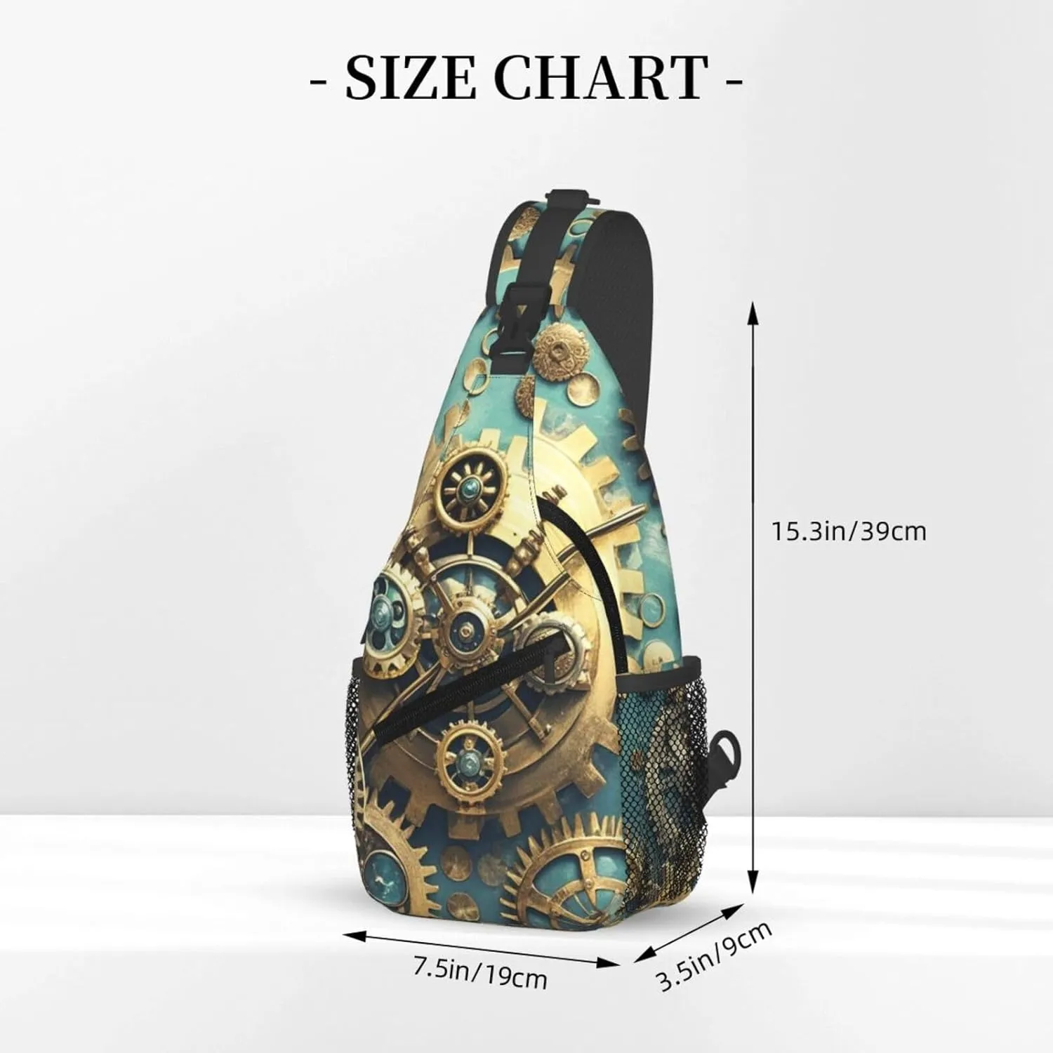 Sling Bag for Men Women Crossbody Backpack Cool Steampunk Gears Crossbody Bag Chest Bag for Travel Sport
