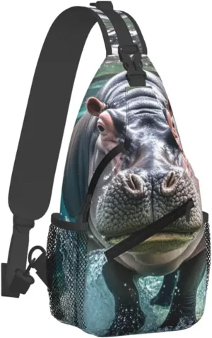 Sling Bag for Men Women Crossbody Backpack Diving Hippo Crossbody Bag Chest Bag for Travel Sport