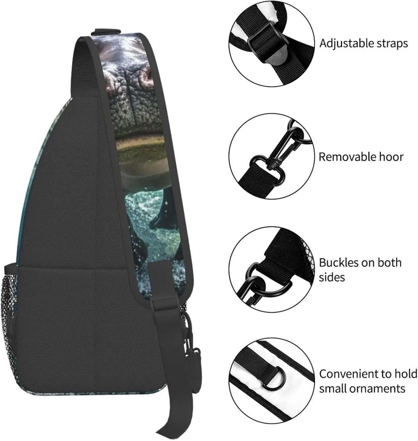 Sling Bag for Men Women Crossbody Backpack Diving Hippo Crossbody Bag Chest Bag for Travel Sport
