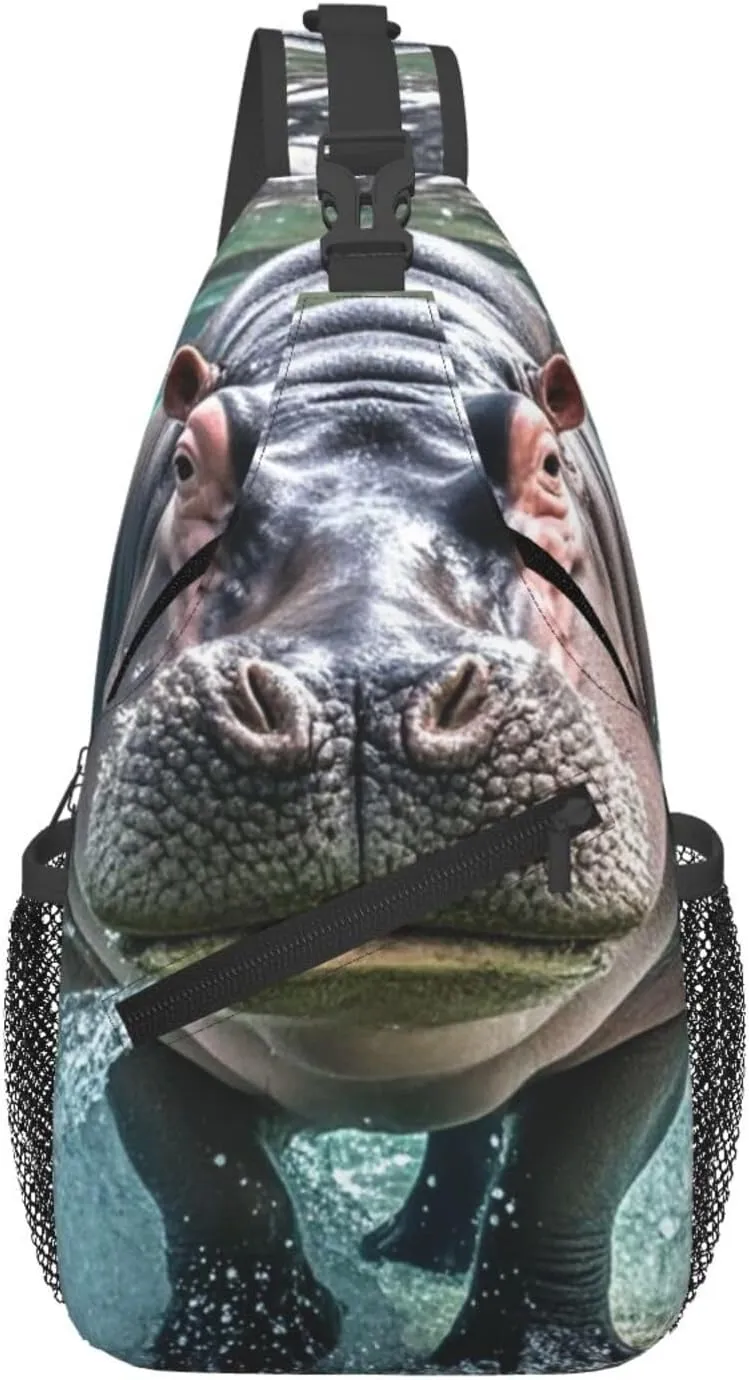 Sling Bag for Men Women Crossbody Backpack Diving Hippo Crossbody Bag Chest Bag for Travel Sport