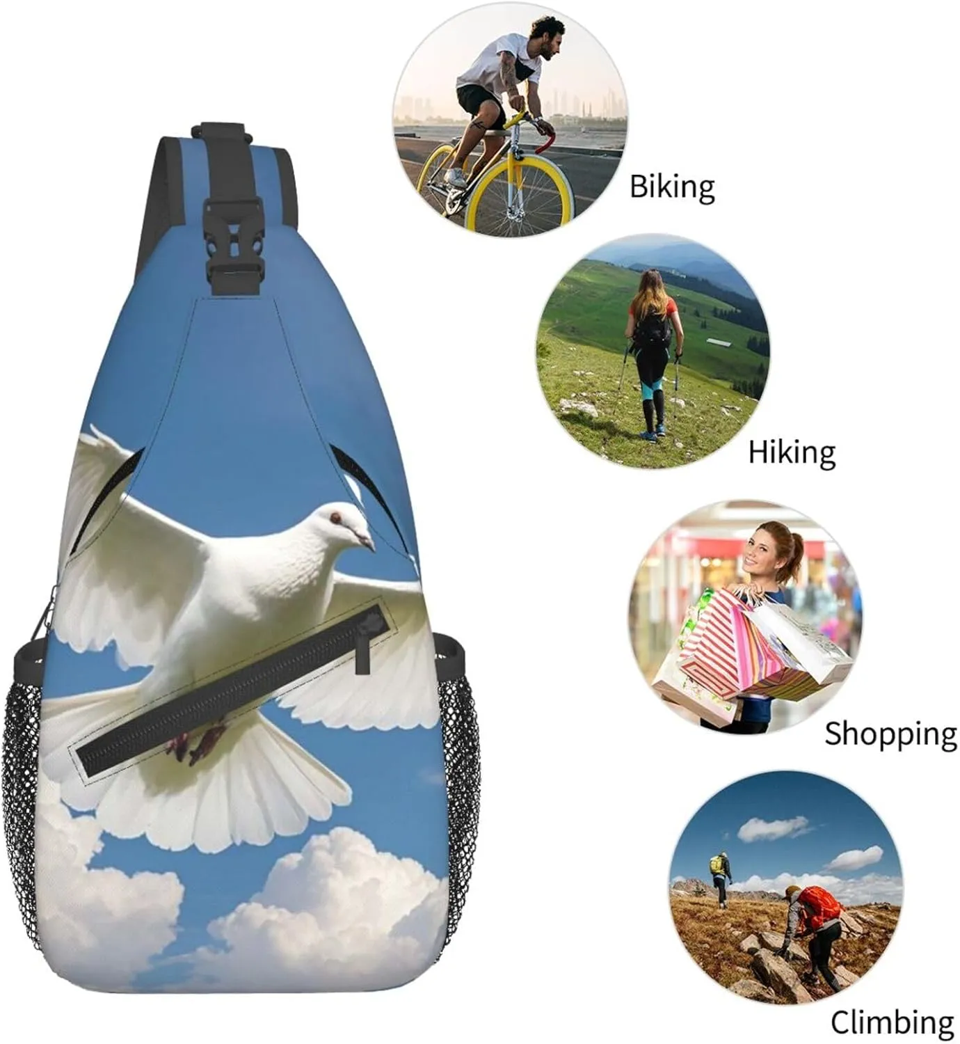 Sling Bag for Men Women Crossbody Backpack dove sky Crossbody Bag Chest Bag for Travel Sport
